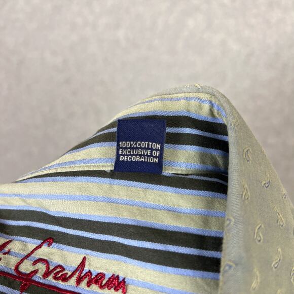 Robert Graham Shirt Men's Sz XL Grey L/S Button Up Cotton Paisley All Over Print - Picture 9 of 9